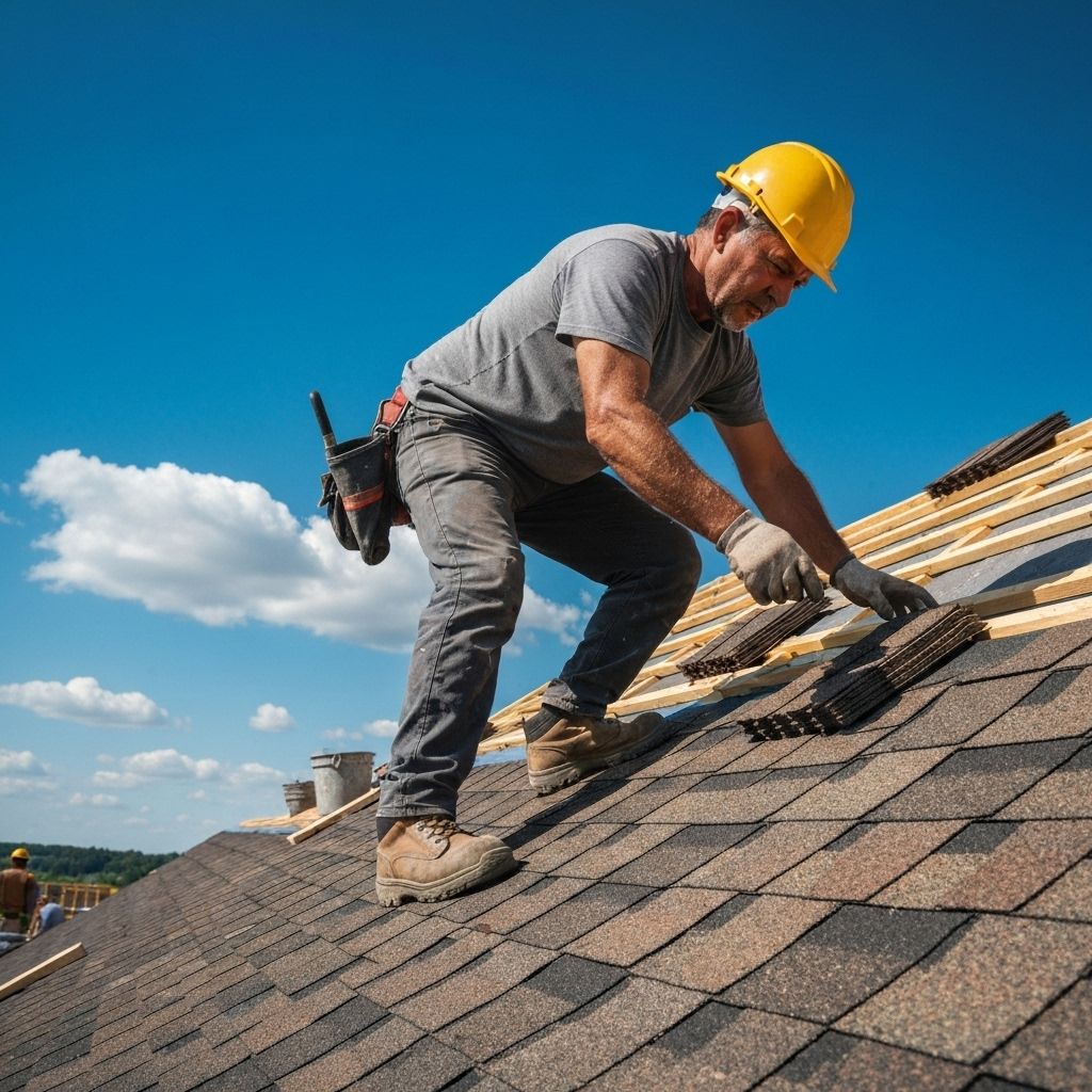 Service provider working on a roofing job
