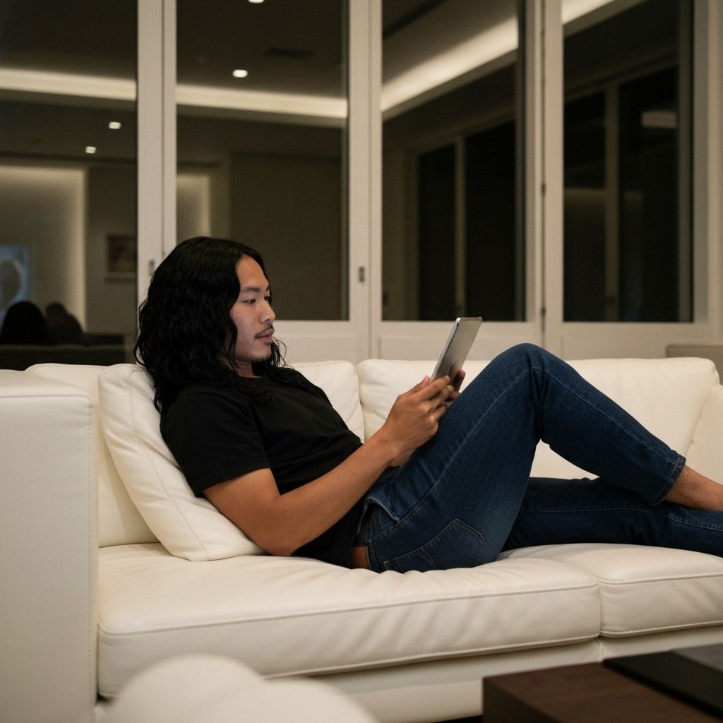 Person posting a task from their phone at home